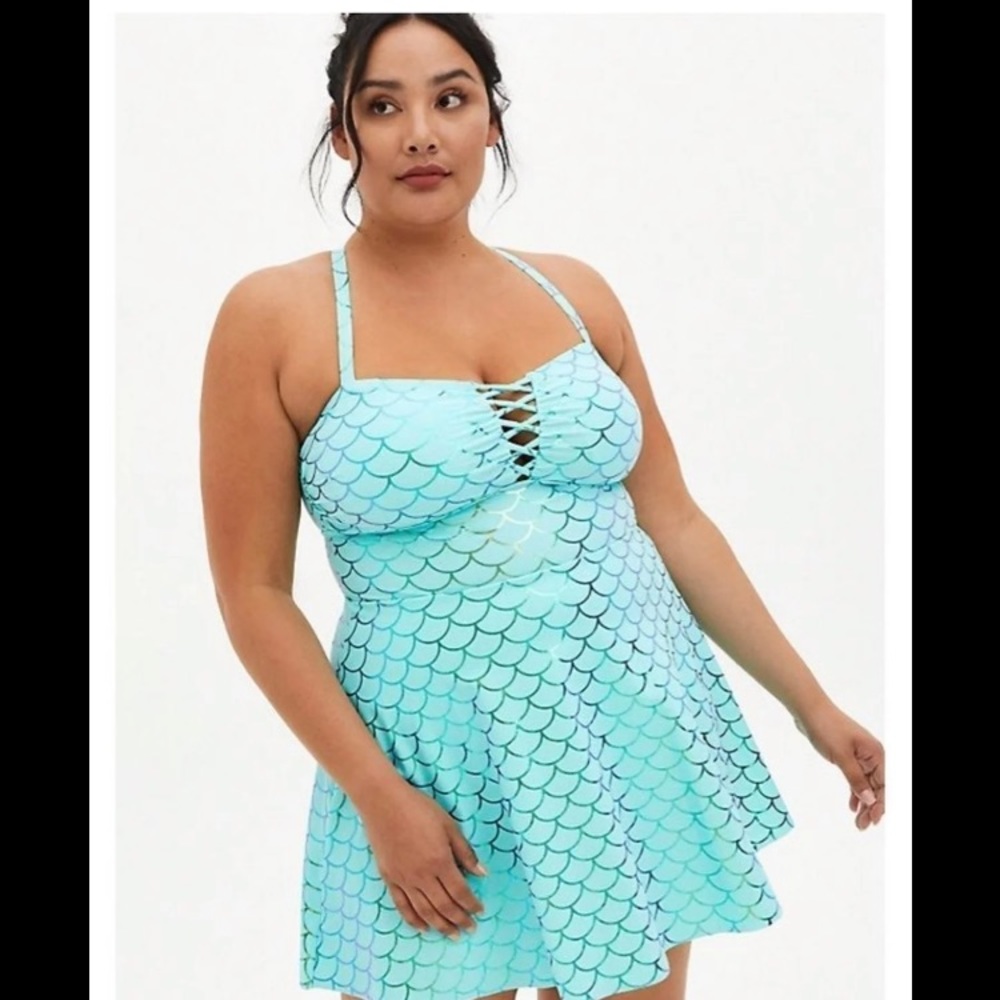 TORRID Mermaid Peplum Swim Dress (Long) Size 6 6X 30 32 W
